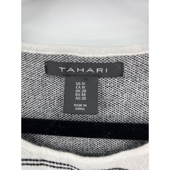 Tahari Perfect Shape Pullover Sweater Windowpane Plaid White Black 1X NEW - Picture 5 of 7